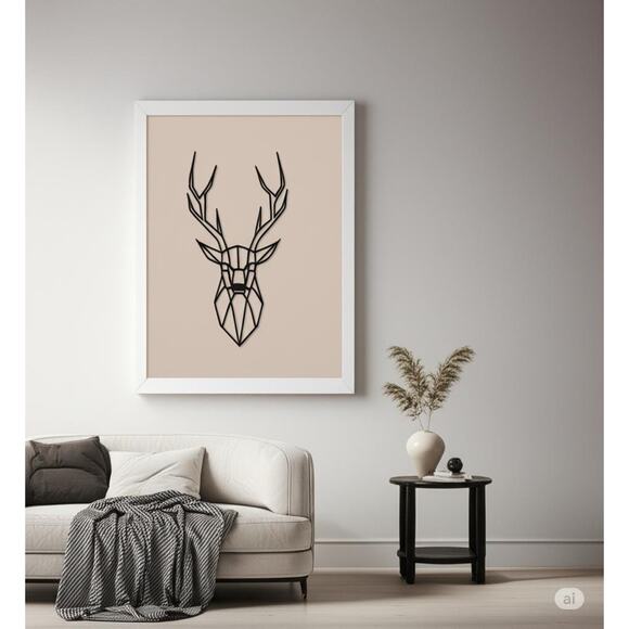 Modern 3D Printed Geometric Deer Head Wall Art Minimalist Faux Taxidermy Decor - Picture 3 of 5